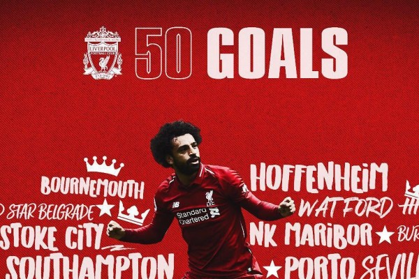 لیورپول:محمد صلاح، 50 گل در 65 بازی